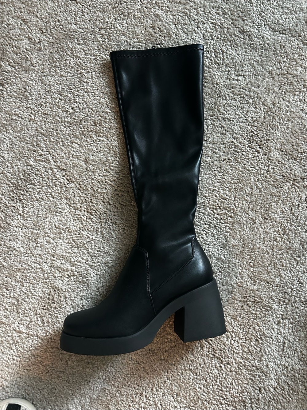 Steve Madden Black Knee-High Platform Block Heel Boot